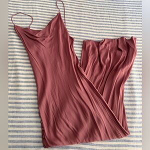 Zara silk midi slip, Rose/Mauve, sz M